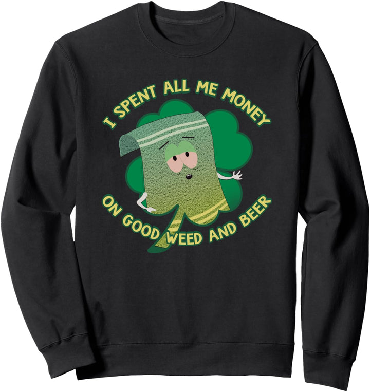 South Park St Patrick's Day Towelie Spent Money Sweatshirt
