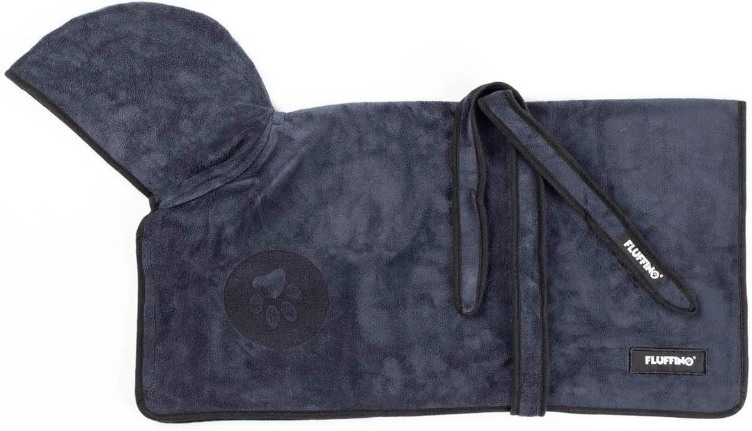 FLUFFINO Hundebademantel Dunkelblau Gr. M | Soft, saugstark, waschbar, schnell trocknend | Tierhandt