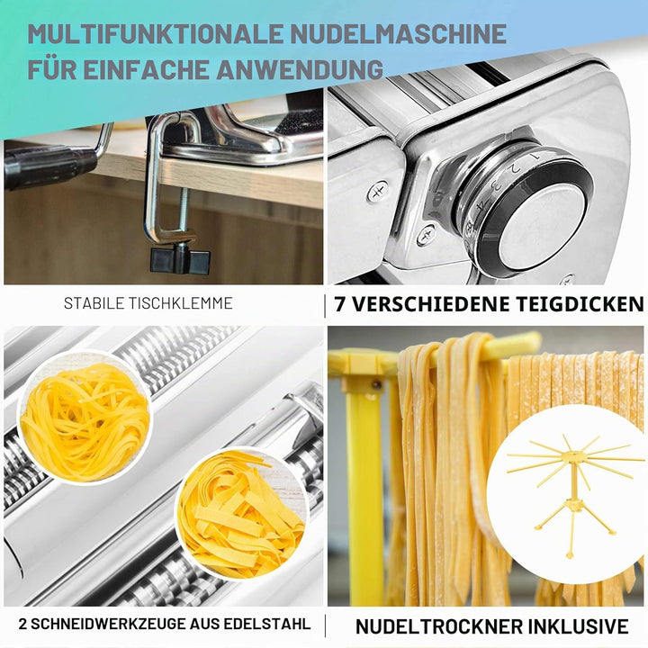 Manuelle Nudelmaschine mit Trockner - Multi-Pasta Edelstahl Rostfrei Italienische Flachteigmaschine
