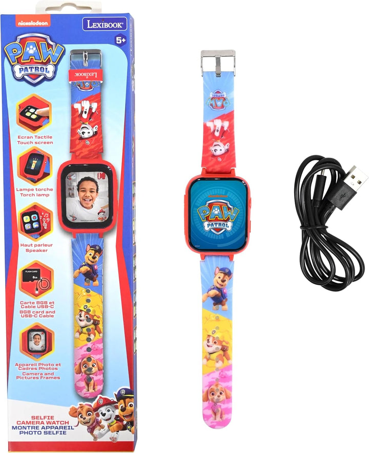 Lexibook, Paw Patrol, Selfie-Kamera-Uhr, HD-Touchscreen, 720p-Kamera, MP3-Player, Eingebauter Lautsp