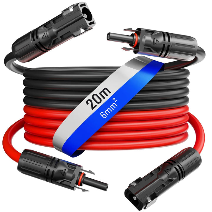 HB-DIGITAL 2x 20m 6mm² Solarkabel Verlängerungskabel Kabelpaar für Photovoltaik Anlagen H1Z2Z2-K mit