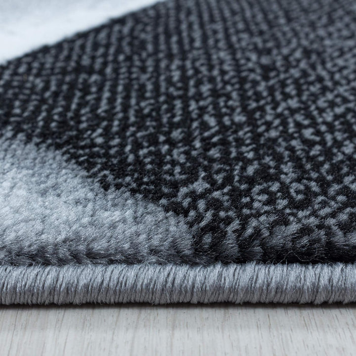 HomebyHome Teppich Wohnzimmer 80x250 cm Läufer Flur Schwarz Abstrakt Design - Schlafzimmer Teppich K