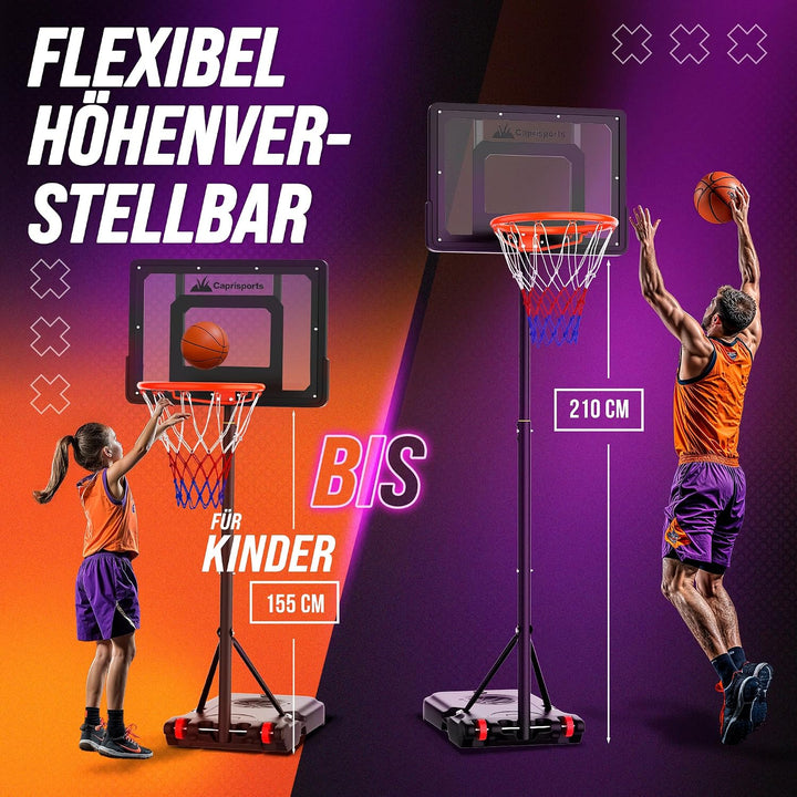 Basketballkorb Outdoor [mit Sandsack & Ball] – Basketball Korb höhenverstellbar – Wetterfester Baske