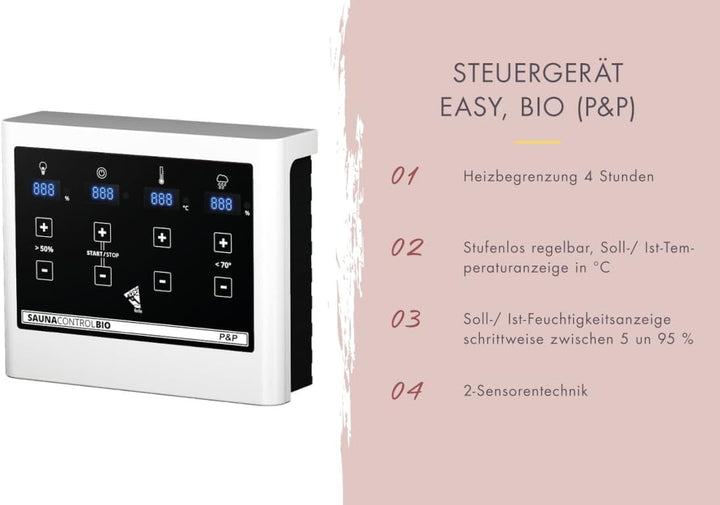 Karibu Steuergerät Easy Bio Plug &amp; Play schwarz, B x T x H: 32,5 x 24 x 13 cm, für Saunaöfen, Steuer