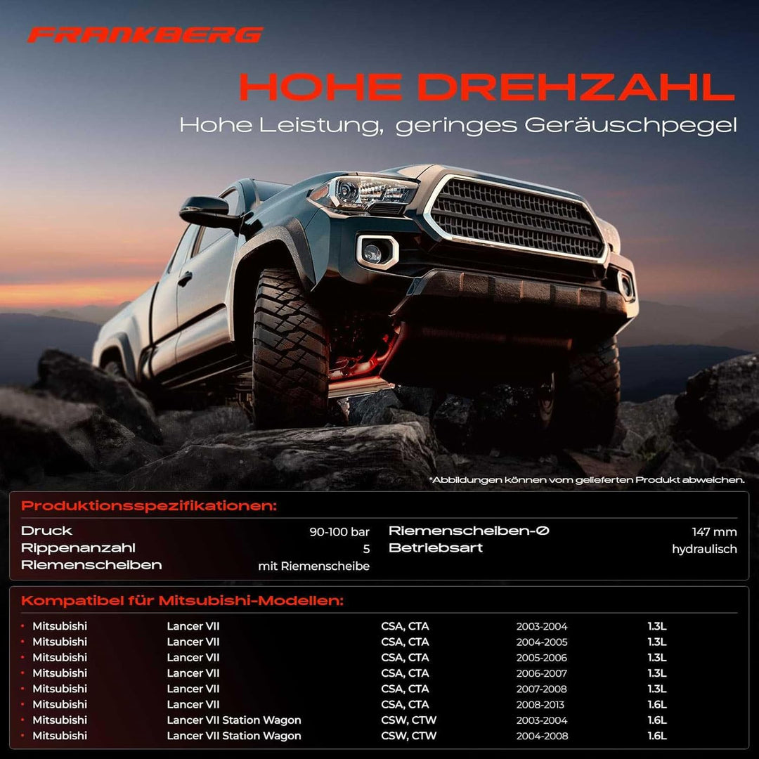 Frankberg Servopumpe Hydraulikpumpe Lenkung Mit Riemenscheiben Kompatibel mit Lancer VII CSA CTA CSW