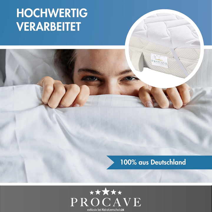 PROCAVE Matratzenauflage Frottee versteppt, Matratzenschoner mit 4-Eckgummis, Matratzen-Spannauflage