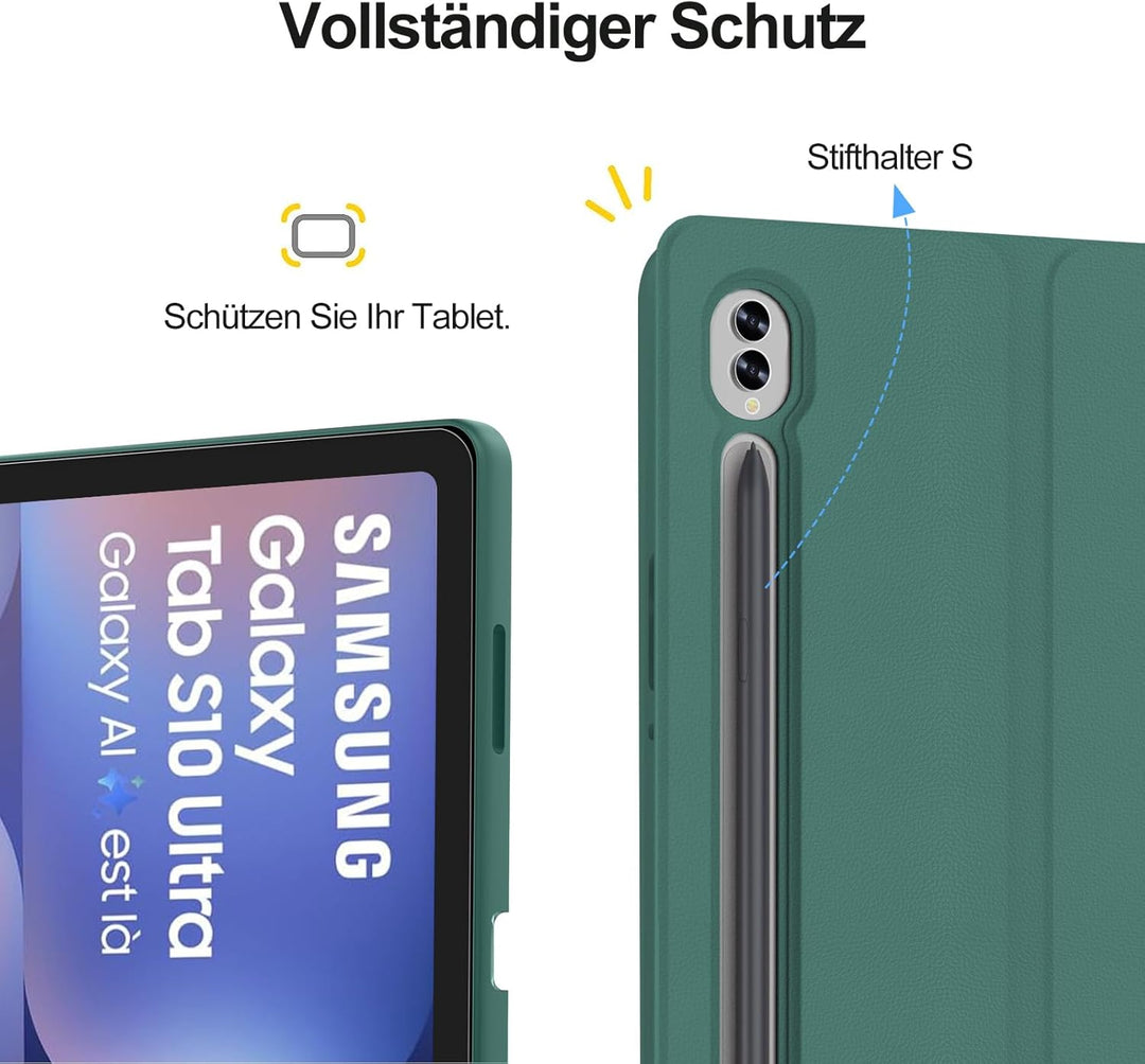 SENGBIRCH Tastatur Hülle für Samsung Galaxy Tab S10 Ultra 14,6 Zoll 2024 - Deutsche QWERTZ Tastatur,