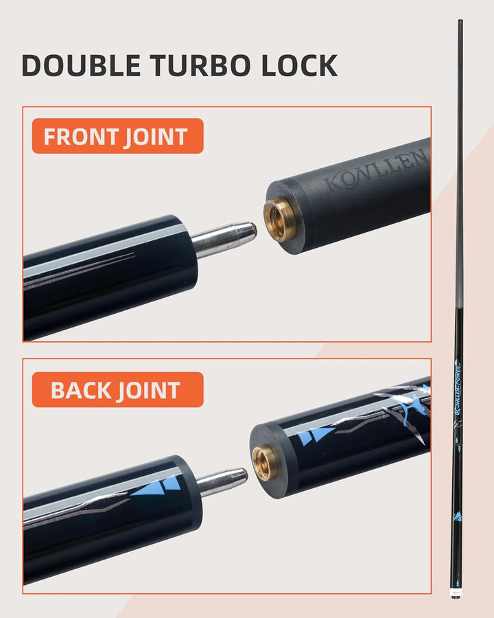 KONLLEN Break&Jump Queuestab aus Kohlefaser-Technologie, 3-teilig, 12,9 mm Spitze Break Jump Queue B