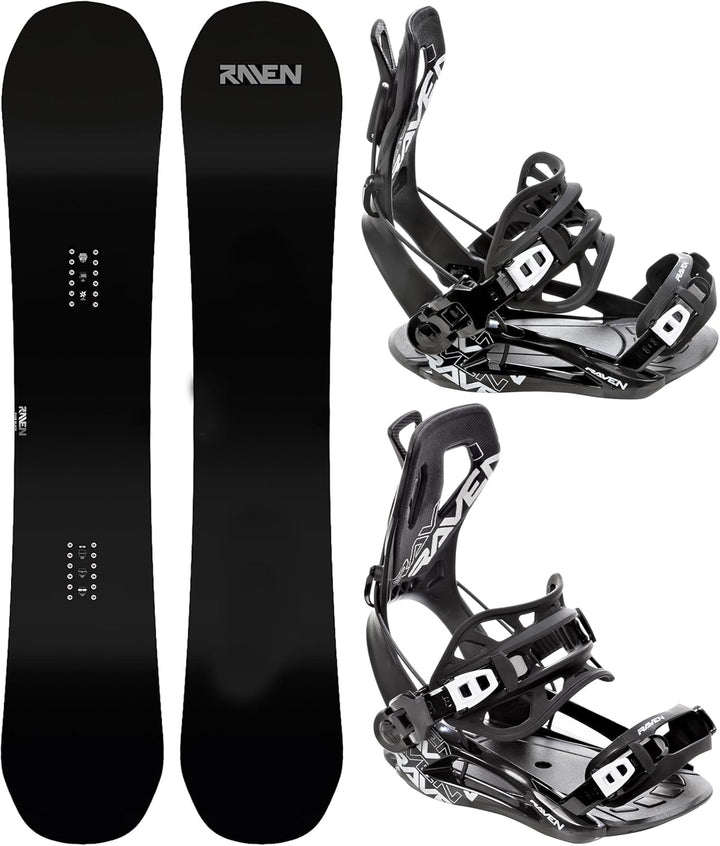 RAVEN Snowboard Set: Snowboard Pure Black + Bindung FT360 Black, Lemon Snowboard 151 cm + Bindung L