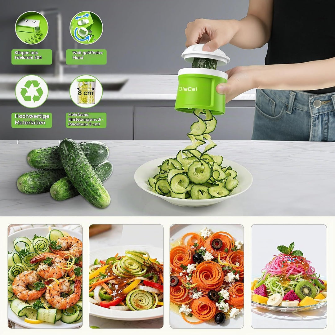 Spiralschneider Gemüse mit Behälter- 4 in 1 zucchini spiralschneider | Gemüseschneider Spaghetti Gem