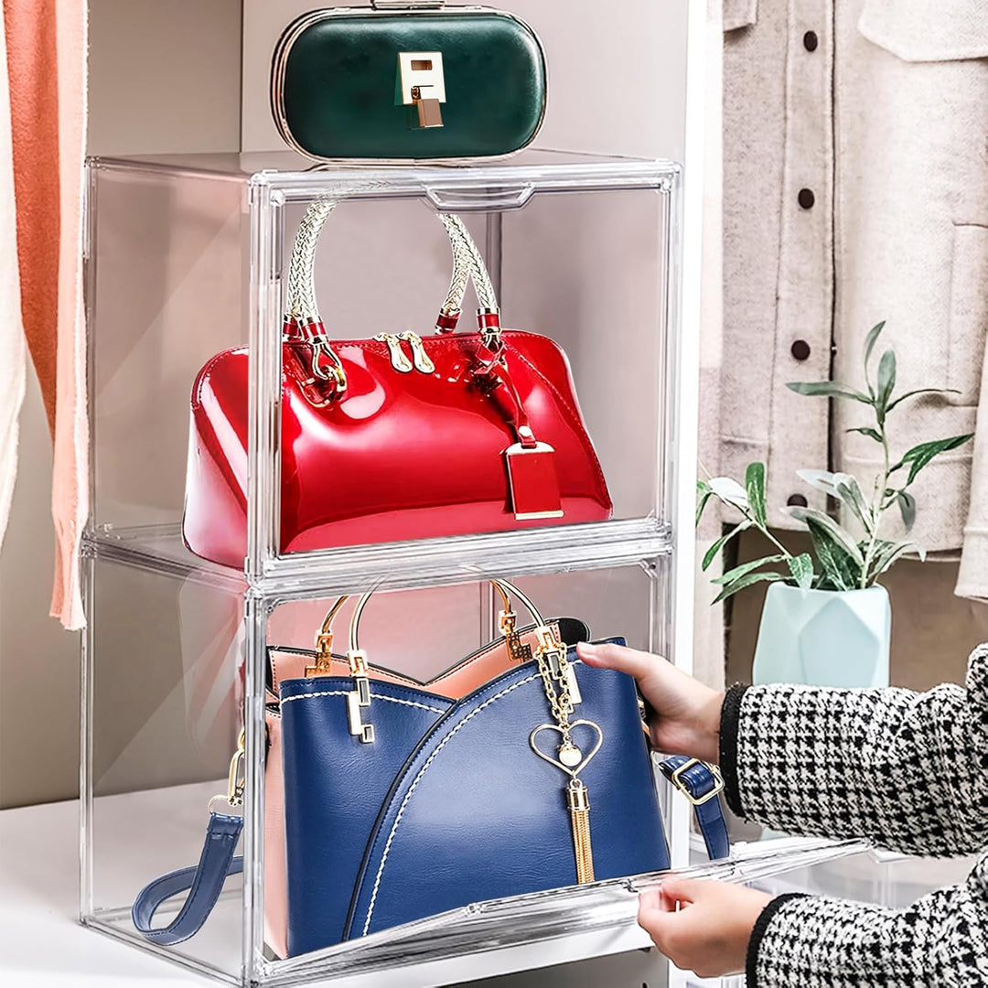 Handtaschen Aufbewahrungs Organisator für den Schrank, Transparentes graues Acryl-Vitrine für Handta