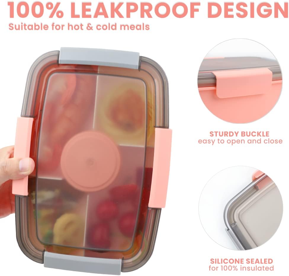Bugucat Lunchbox Erwachsene 2000ML 2 Set,Auslaufsichere Brotdose Erwachsene Bento Box mit Fächern fü