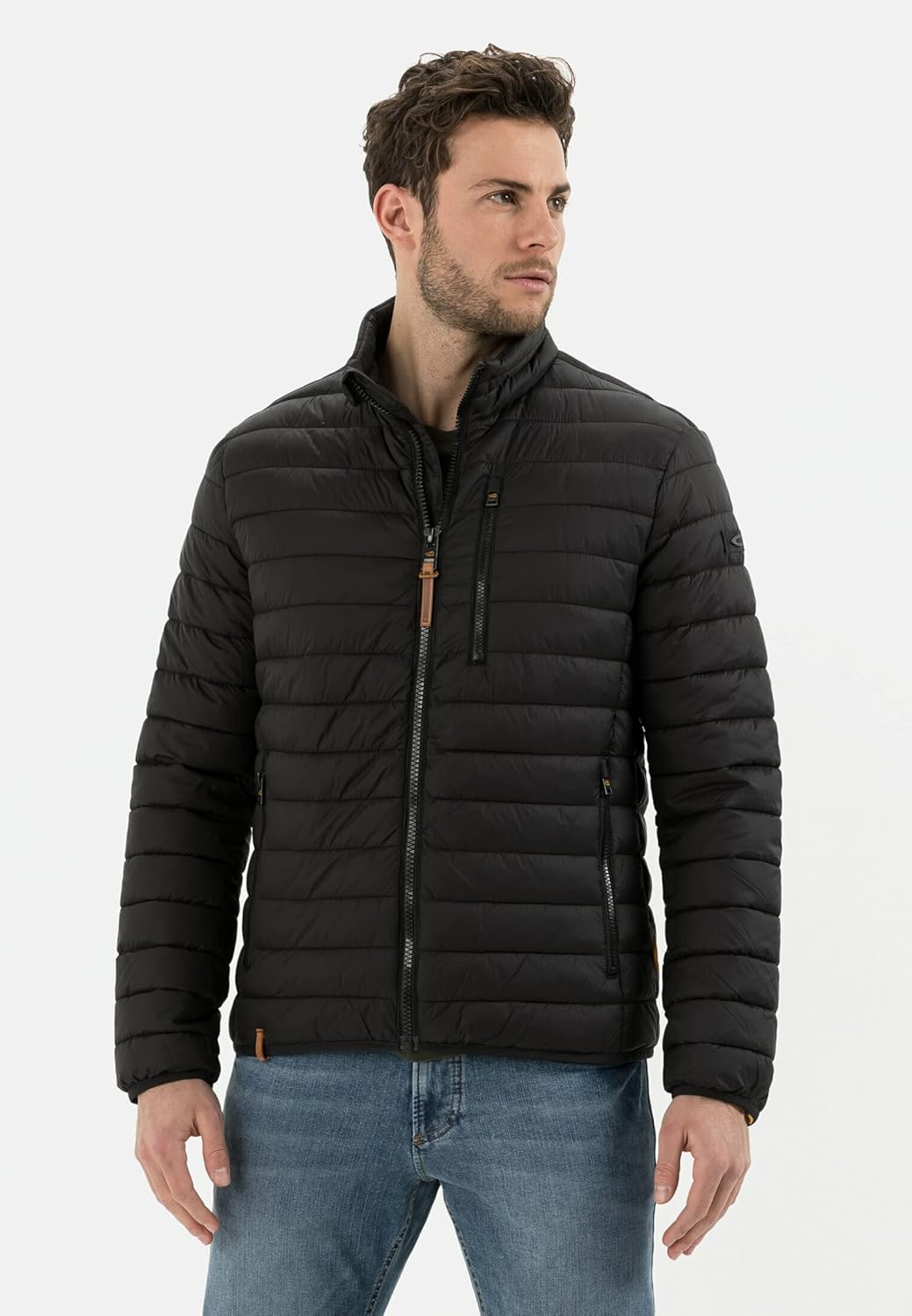 camel active Herren Leichte Steppjacke ohne Kapuze Blouson Schwarz 30, Blouson Schwarz 30