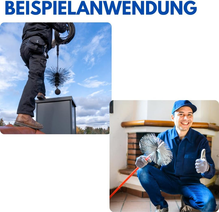 pokm toolsmarket - Reinigungsset Schornsteinbesen Set Kaminbürste Kaminbesen + Zugseil PP-Seil 12m +