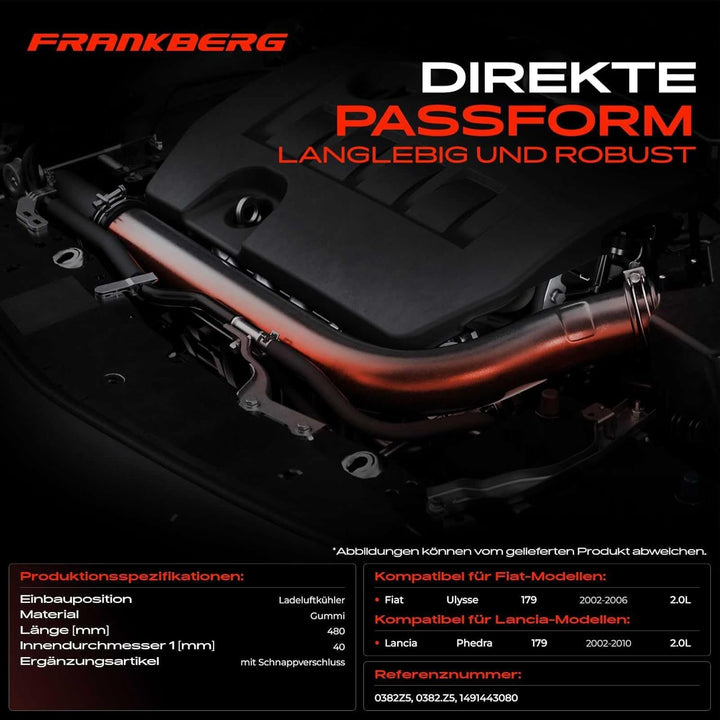 Ladeluftschlauch Turboschlauch für Ulysse 179AX Phedra 179 2.0L Diesel MPV 2002-2010 0382Z5