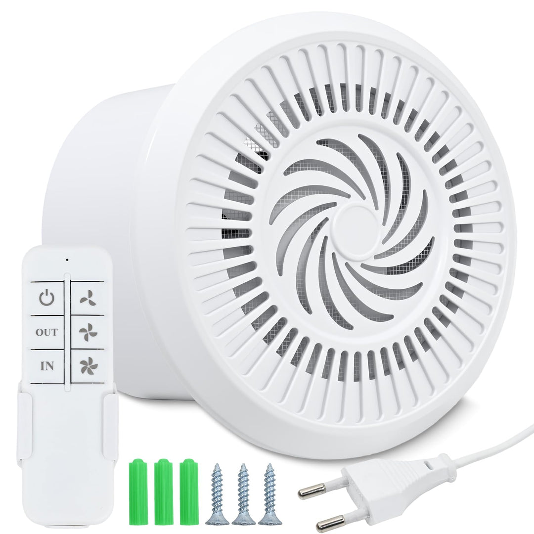 100mm Abluftventilator 100m³/h 5W Badlüfter, Zwei-Wege-Umkehrventilator mit 3 Geschwindigkeiten eins
