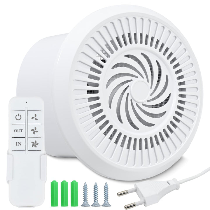 100mm Abluftventilator 100m³/h 5W Badlüfter, Zwei-Wege-Umkehrventilator mit 3 Geschwindigkeiten eins