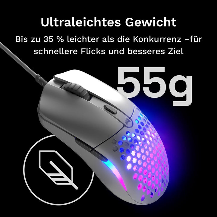 GLORIOUS Model O Eternal ultraleichte RGB-Gaming-Maus – Kabelgebunden – nur 55 g – benutzerdef. RGB-