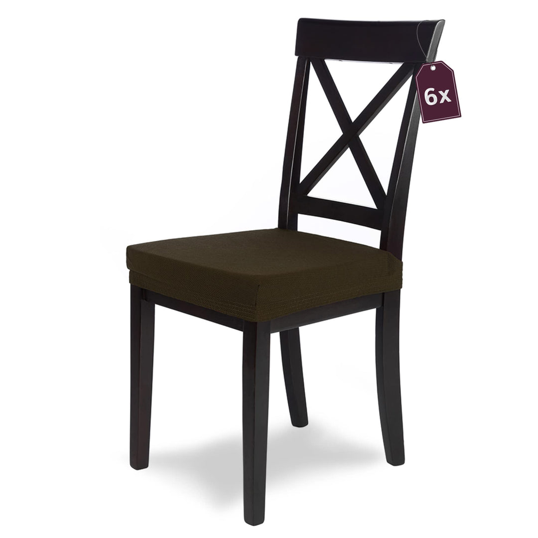 SCHEFFLER-Home Stuhlbezug Mia Braun/Stuhlüberzug 6er Set Chair Cover als Stuhlschoner/Stuhlhussen Br
