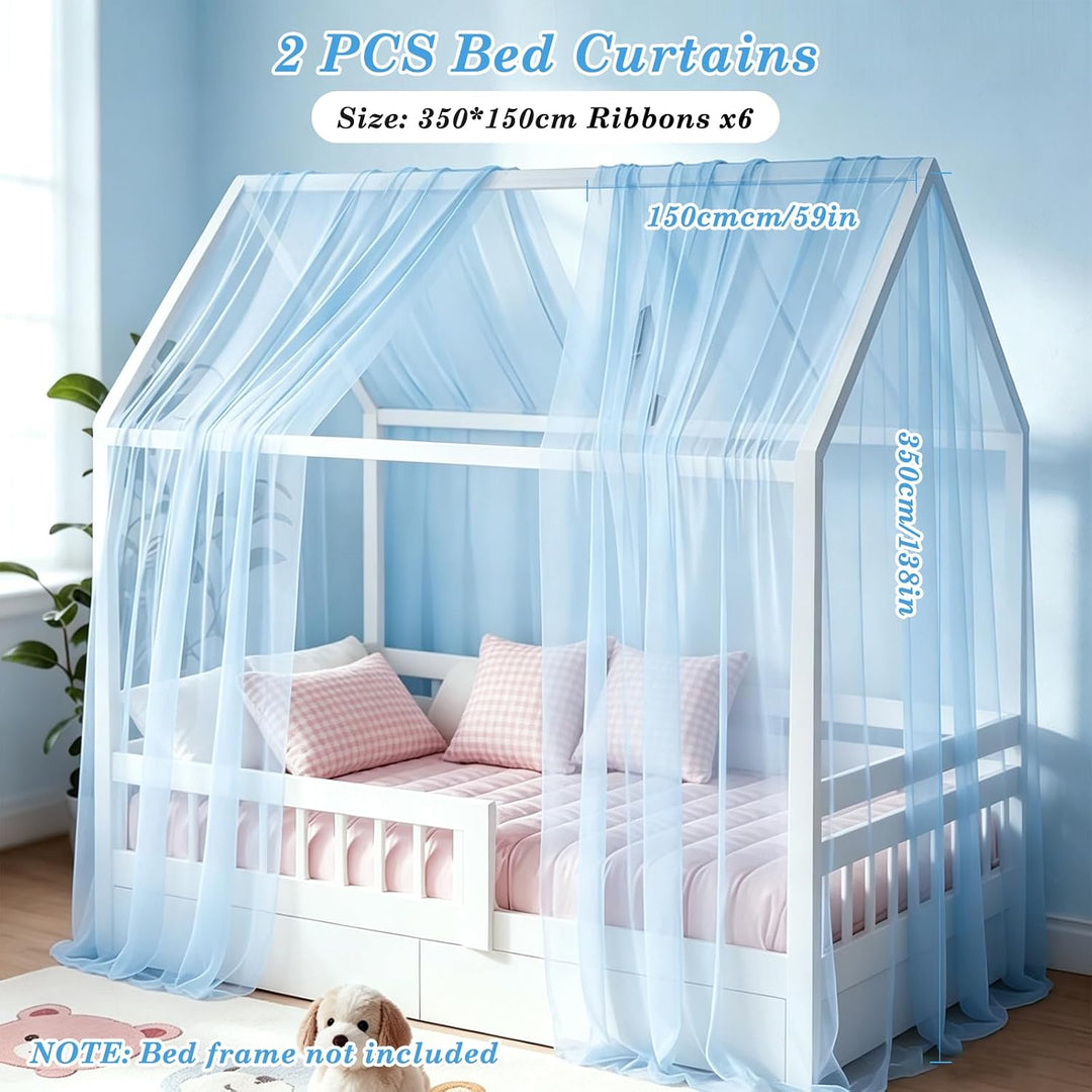 Hausbett Himmel Set 2 Stück 350 x 150 cm Blau, Blau