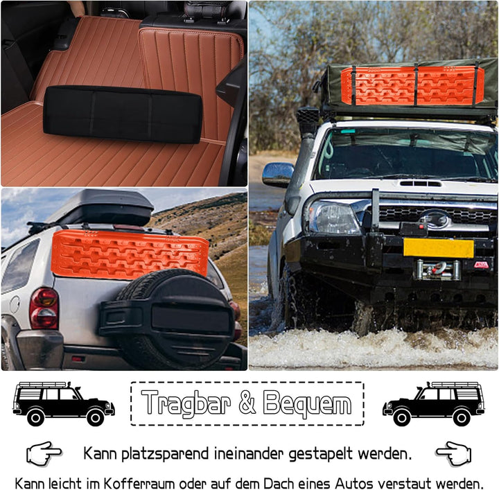 NAIZY 2x Sandbleche Offroad Traktionsmatte Kunstoff Anfahrhilfe Recovery Board Tracks mit Aufbewahru