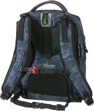 Walker 42125-376 - Schulrucksack Elite 2.0 "Grey Polygon" mit 2 Fächern, Zippfach am Rücken, Schulta