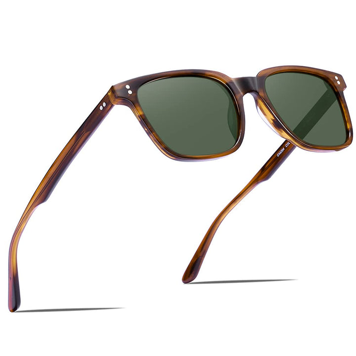 CARFIA Polarisierte Herren Sonnenbrille mit Rechteckig Acetatrahmen, 100% UV-Schutz Sportliche Sonne