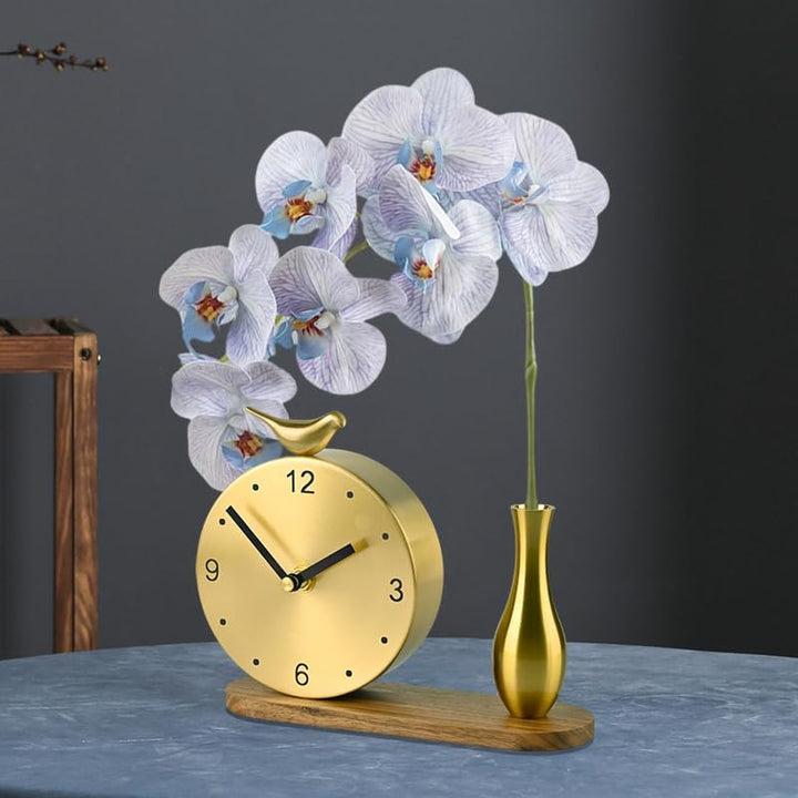Moderne Messing Vogel Tischuhr Leise Minimalistisch Kreative Desktop Deko für Zuhause oder Büro （Blu