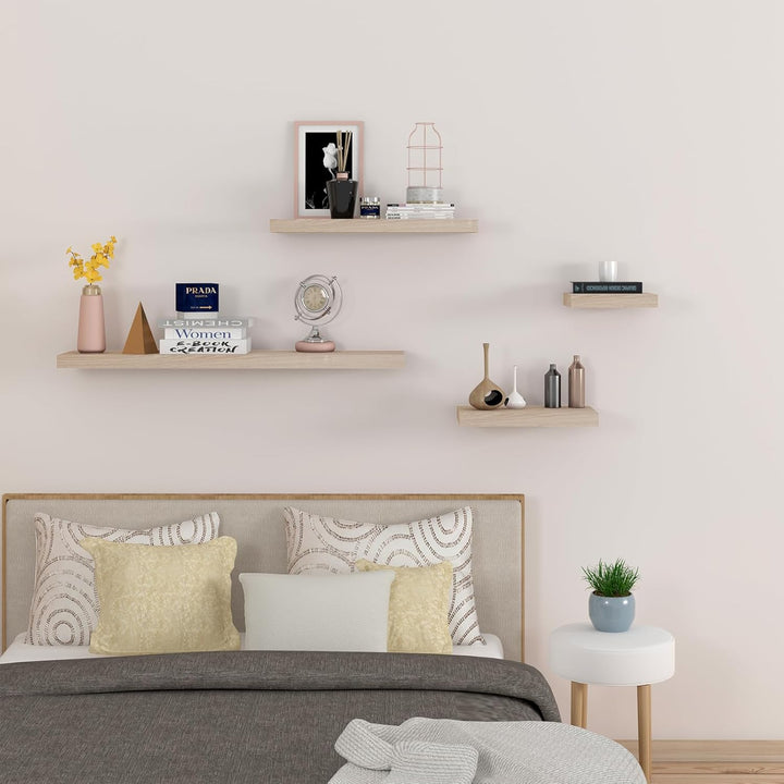 EUGAD Wandregal, Regal Wand 4er Set, Wandboard für Wohnzimmer, Küche, Badezimmer, Bücher/DVD/CD/Bild