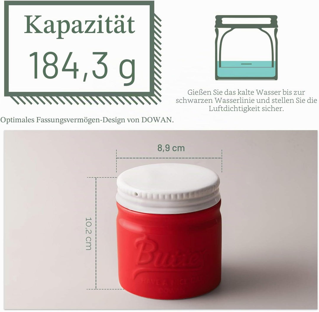 DOWAN Porzellan Butter Keeper Crock, Französische Butterdose mit Deckel, Porzellan-Buttertopf im Ein