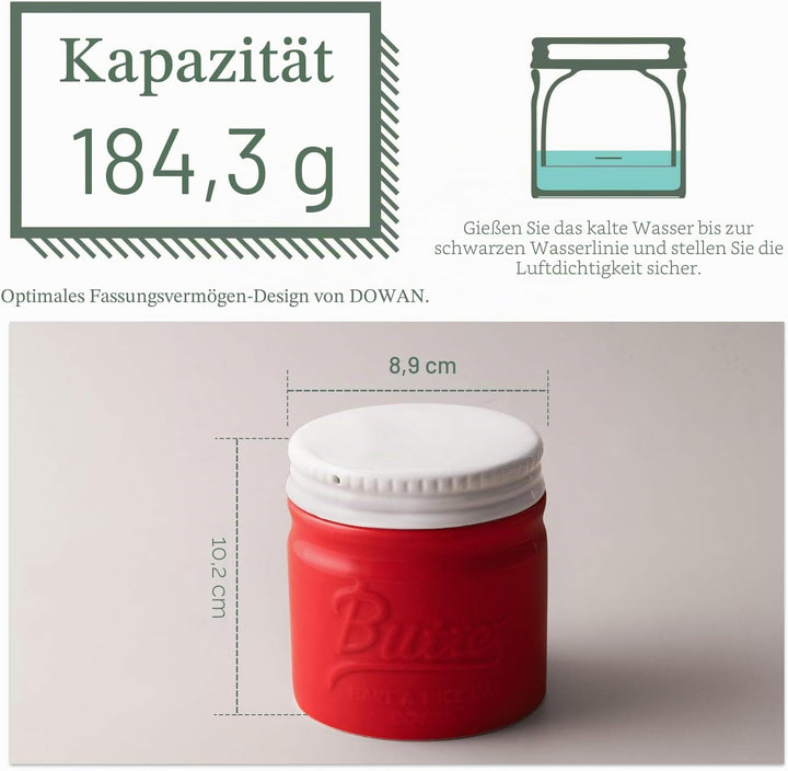 DOWAN Porzellan Butter Keeper Crock, Französische Butterdose mit Deckel, Porzellan-Buttertopf im Ein