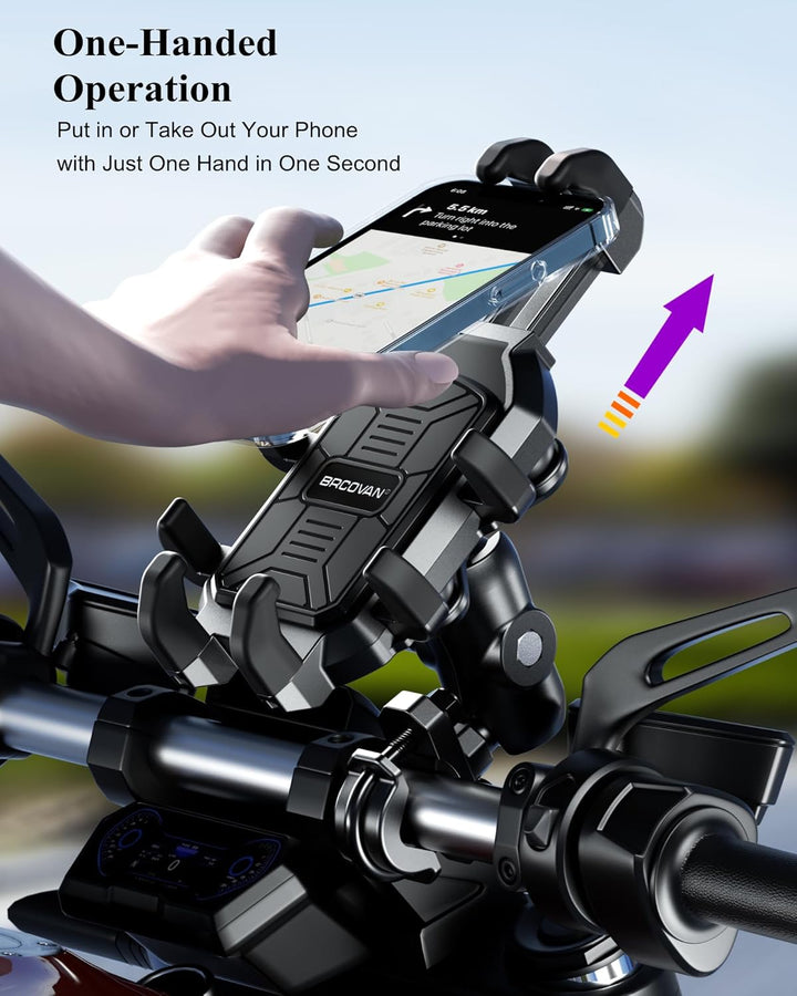 BRCOVAN Motorrad Handyhalterung mit Vibrationsdämpfer, Anti-Shake Handy Motorradhalterung, Verstellb