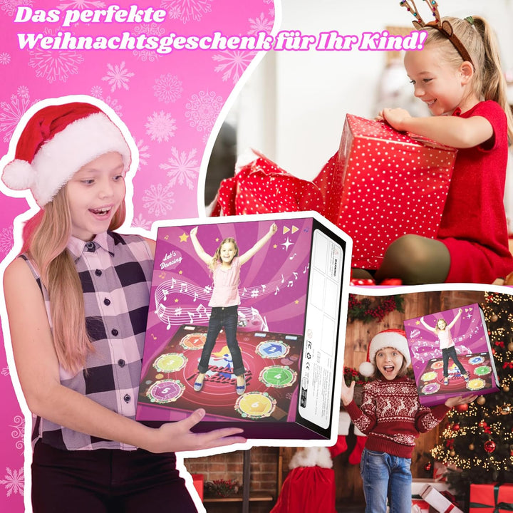 Tanzmatte für Kinder ab 3 4 5 6 7 8 9 10 11 12 Jahre, Spielteppich Mädchen Spielzeug ab 3-12 Jahre,