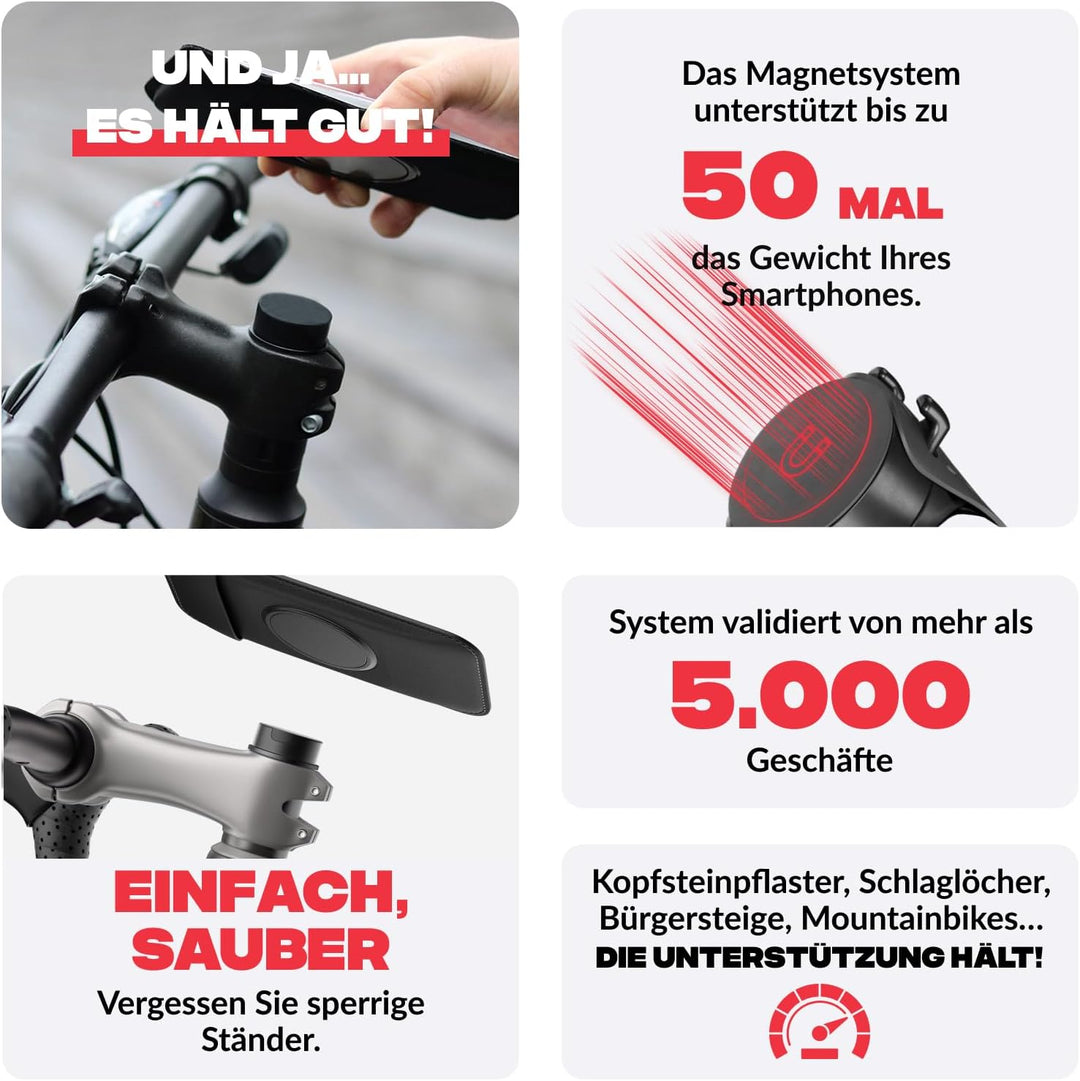Shapeheart französische Innovation, magnetische Fahrrad-, Mountainbike-... Telefonhalterung für den