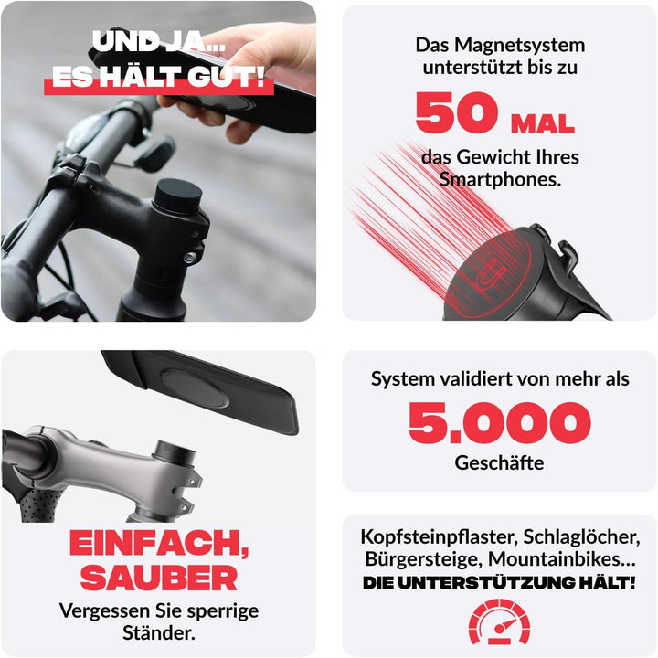 Shapeheart französische Innovation, magnetische Fahrrad-, Mountainbike-... Telefonhalterung für den