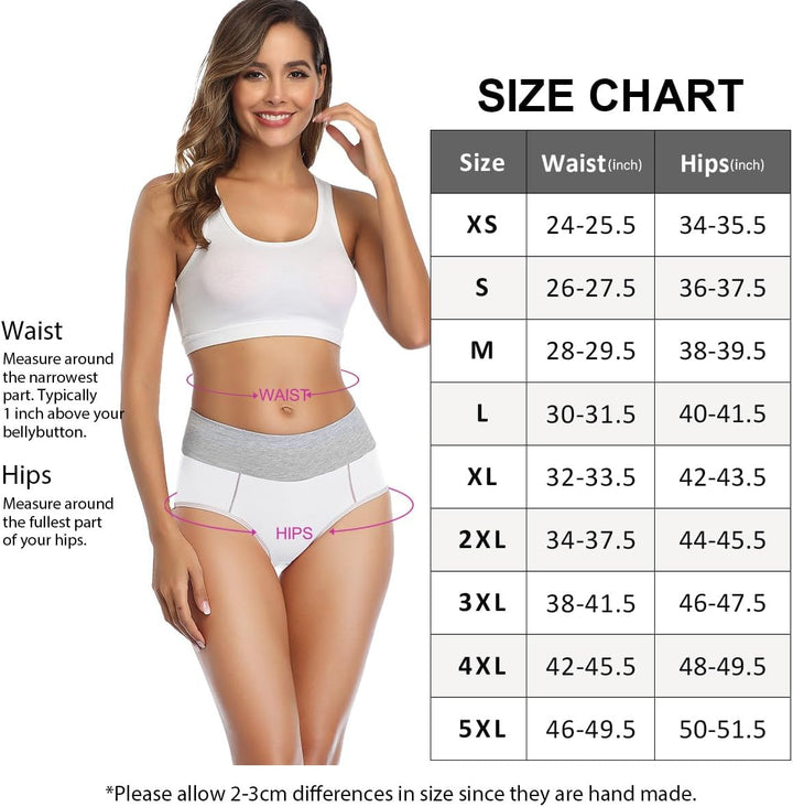 wirarpa Unterhosen Damen Baumwolle Unterwäsche Frauen Taillenslip Hohe Taille Slip 5er Pack XL Mehrf