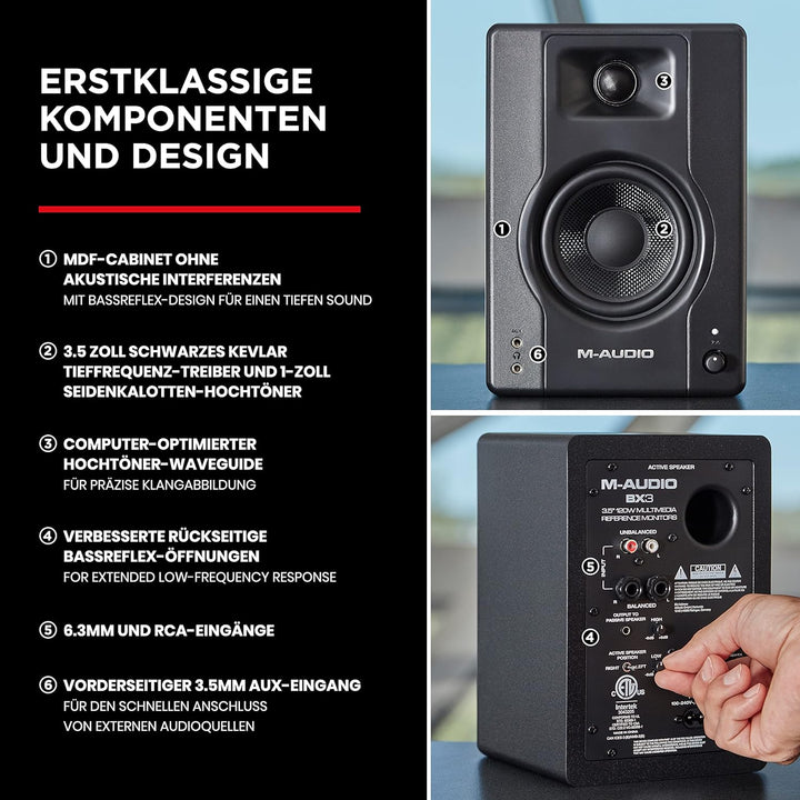M-Audio BX3 3,5" Studio-Monitore High-Definition Monitor Lautsprecher Boxen für Recording und Multim