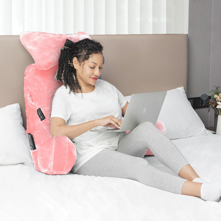 SLIGUY Lesekissen-Bettruhe-Kissen mit abnehmbarer Nackenrolle &amp; höherem Stützarm zum Sitzen im Bett,