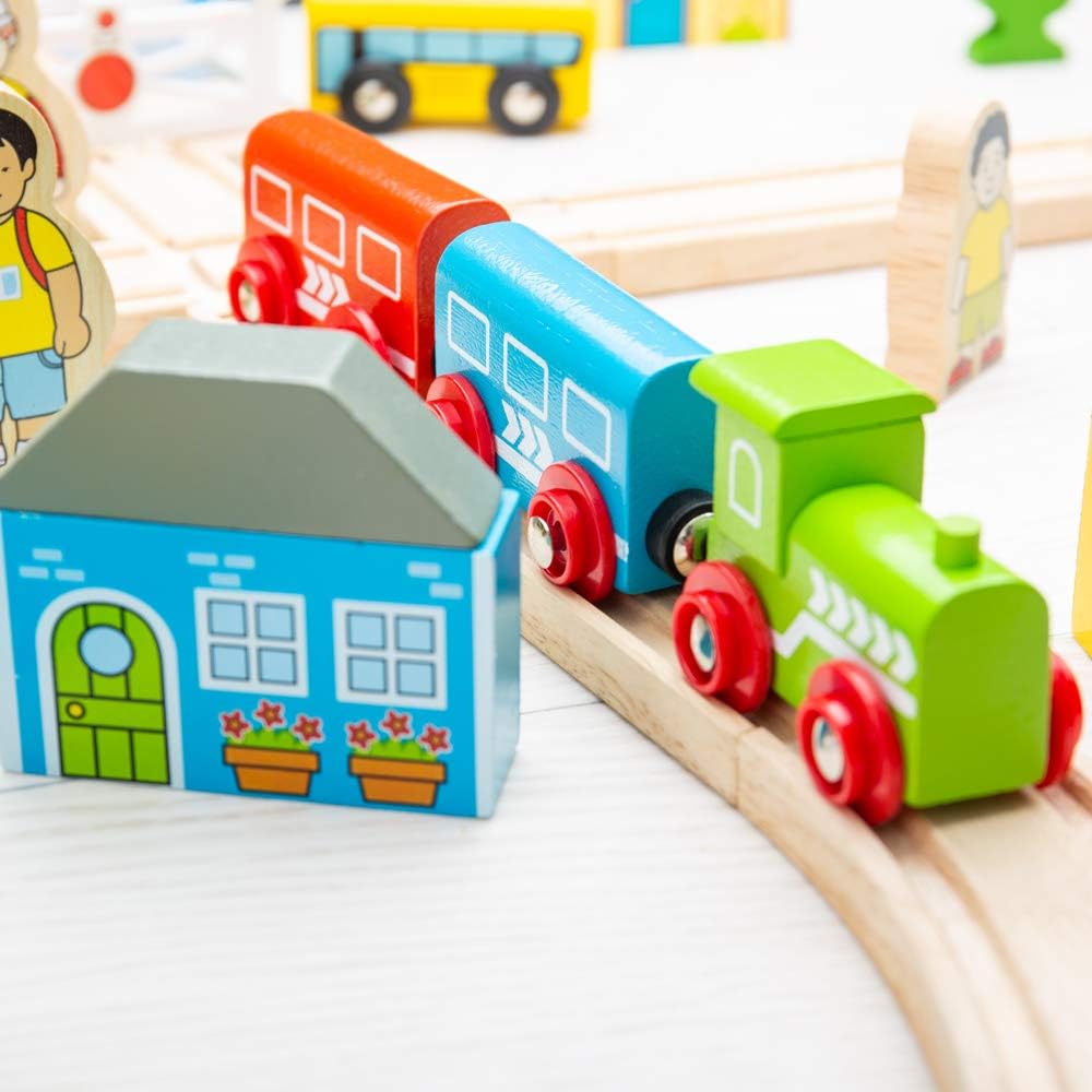 Bigjigs Rail Holzeisenbahn Set Stadt und Land