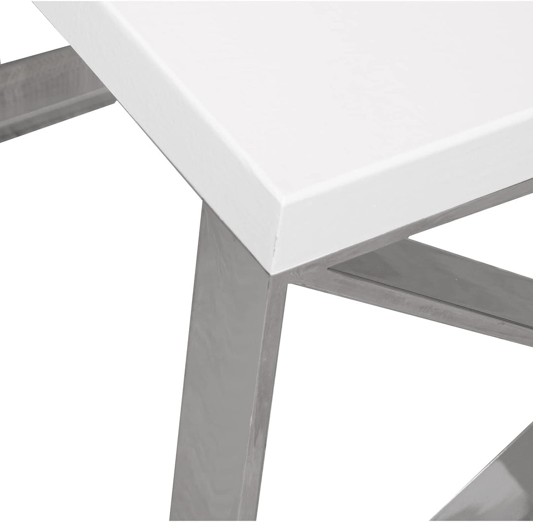 DRW Eingangstisch aus MDF und Metall in Weiss und Grau 120 x 40 x 80 cm, bunt, estandar