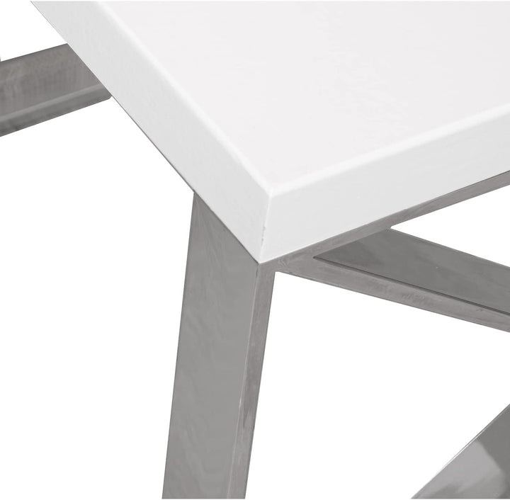 DRW Eingangstisch aus MDF und Metall in Weiss und Grau 120 x 40 x 80 cm, bunt, estandar