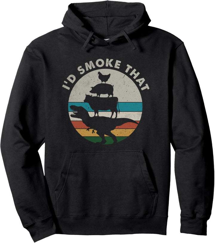 I'd Smoke That Funny BBQ Vintage Meat Smoker Grill Retro Pullover Hoodie