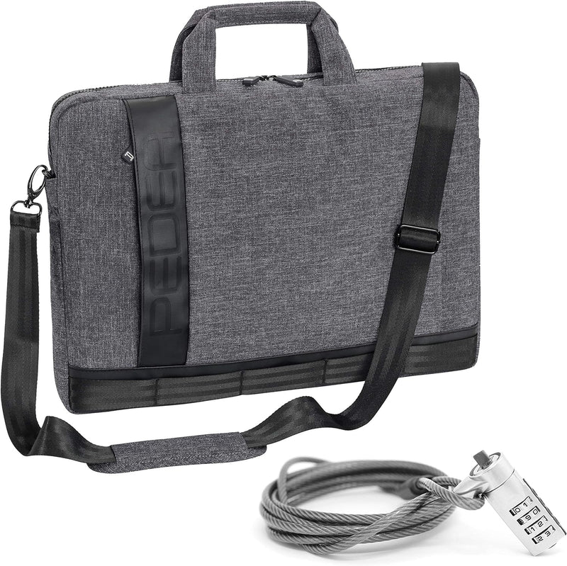 PEDEA Notebooktasche "Fancy" für 15,6 Zoll (39,6cm) mit Schultergurt und Notebookschloss, grau Grau