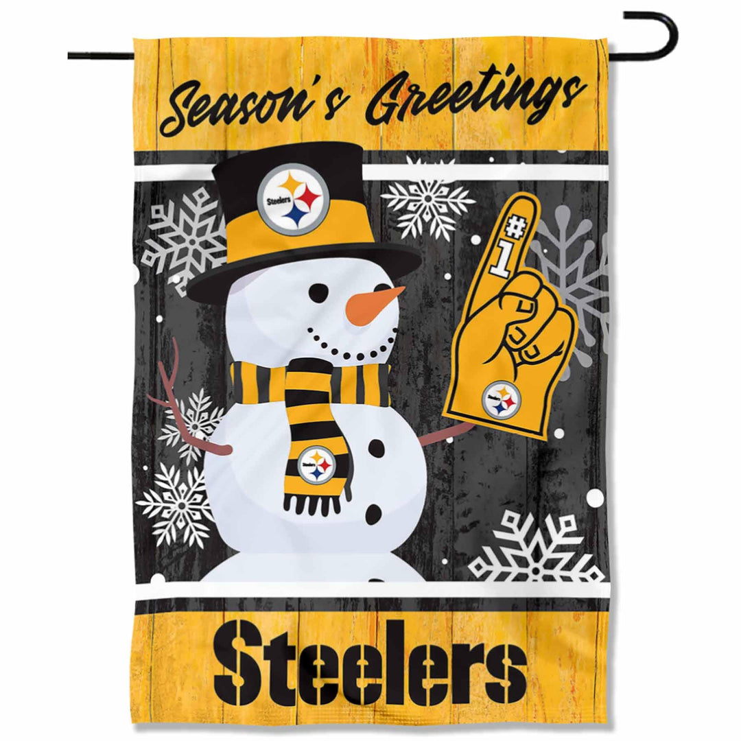 Pittsburgh Steelers Gartenflagge, doppelseitig, für Urlaub, Winter, Schnee