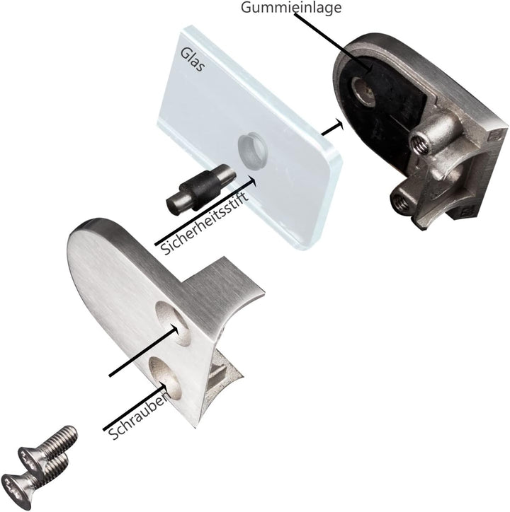 Edelstahl Geländerpfosten Mittel- oder Endpfosten mit Glashalter und Handlauf-Träger - 42,4mm - Wang