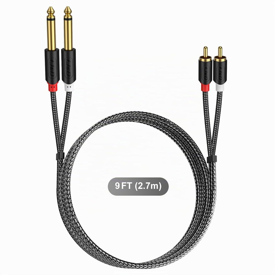 J&amp;D 2x 6,35 mm zu 2RCA Kabel, Gold-Plated [AudioWave-Serie] 2 x 6,35mm 1/4" Männlich TS zu 2 RCA Män