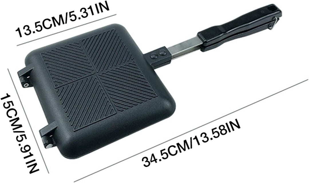 Doppelseitige Bratpfanne, Breakfast Sandwich Maker mit Griff Nonstick Grill Snack Grillpfanne für Fr