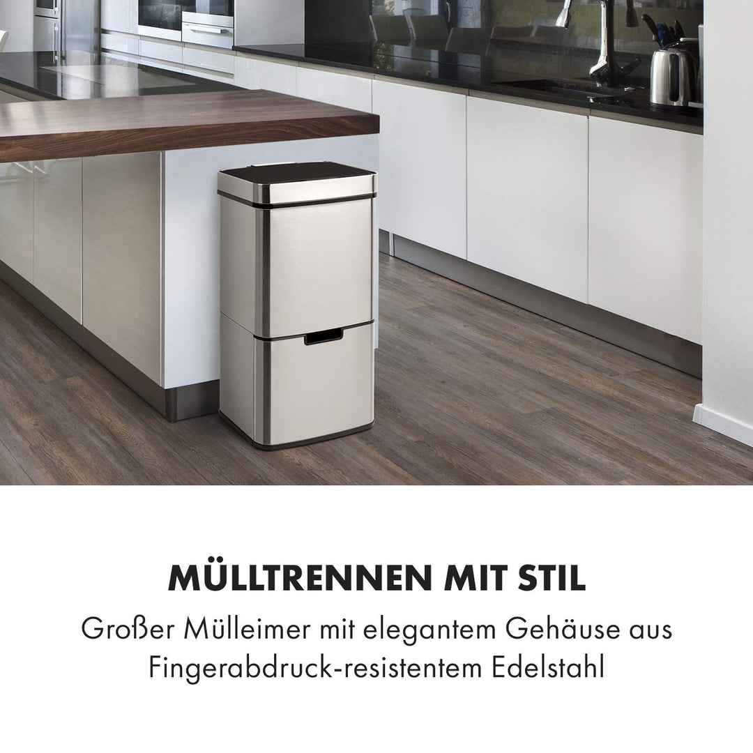 Klarstein Royal Trash Sensor-Mülleimer, 72 L Volumen in 4 Behältern, Restmüll & Recycling-Abfälle: 4