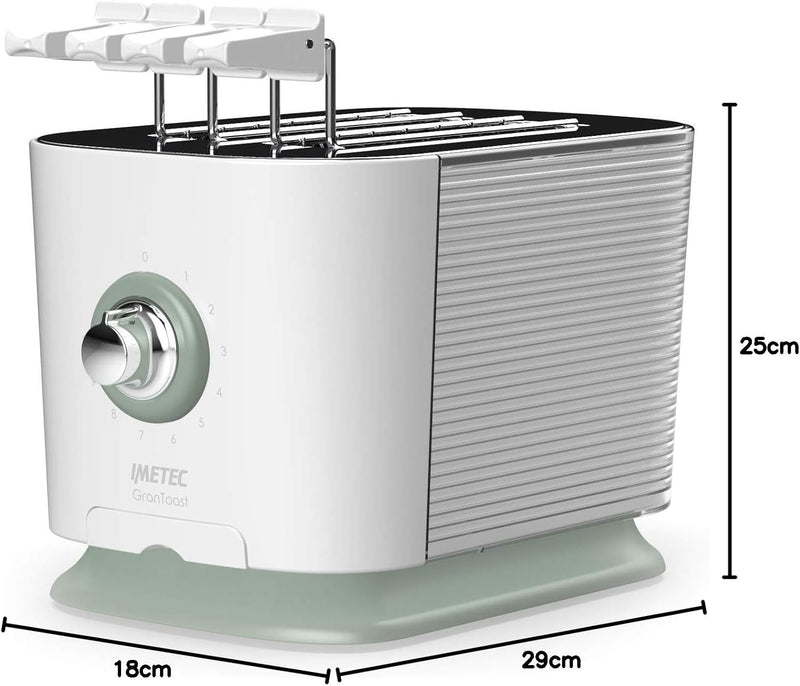 Imetec GranToast Toaster, 2 extra grosse Schlitze und zu öffnende Zangen für extra dicken Toast, 10