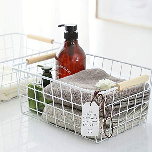 ZRAZ Kitchen Wire Baskets Farmhouse Decor Metal Food Storage Organizer,Household Refrigerator Bin wi